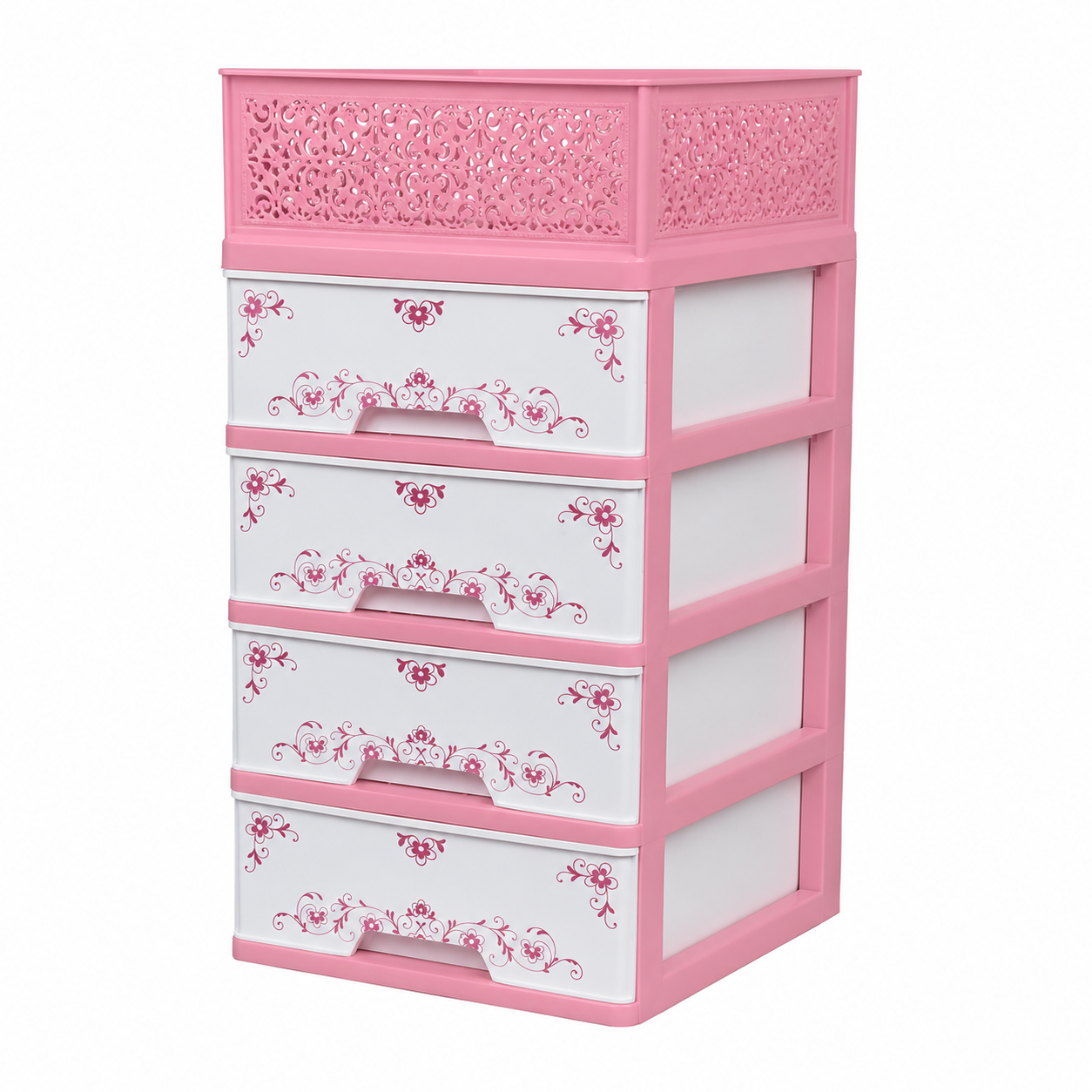RFL 4D Plastic Drawer Cabinet with Top Basket | Multi-Purpose Storage Organizer